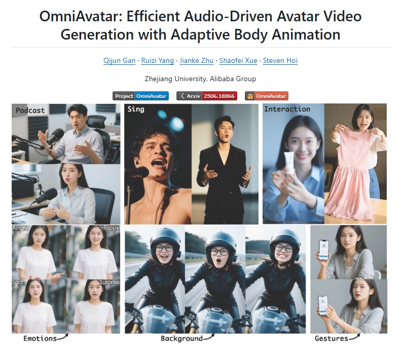 阿里开源OmniAvatar：音频驱动全身动画，革新音频驱动数字人技术